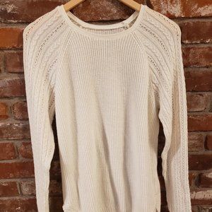Sonoma Women's M White Knit Pullover Sweater w/Eyelet Sleeves